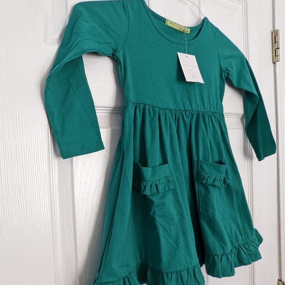 NWT Millie Loves Lilly Teal Green Twirl Dress Size 5 - Picture 3 of 5